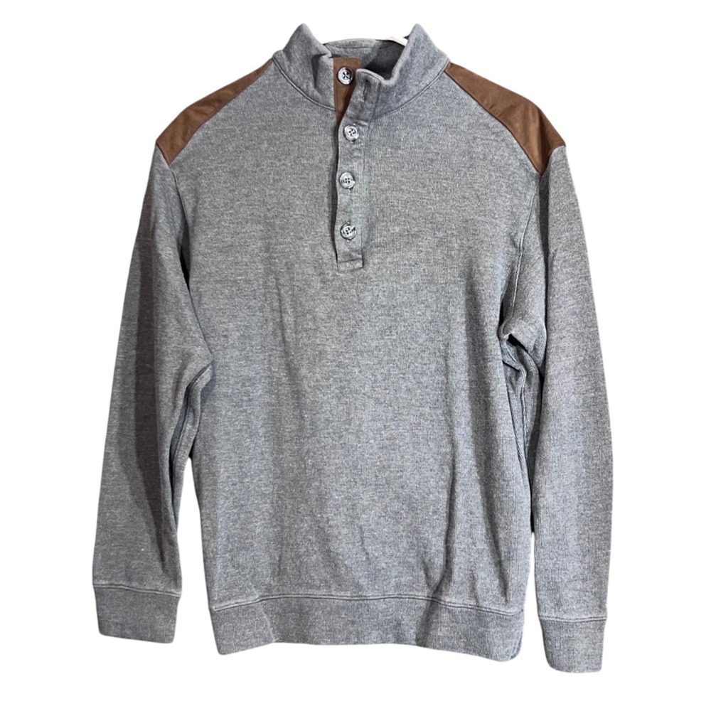 Daniel Cremieux Mens Size Medium Signature Gray 1/4 Button Pullover Sweater - Picture 2 of 13